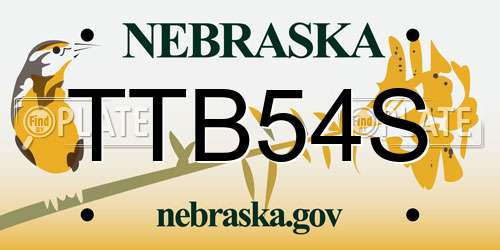 TTB54S Nebraska License Plate