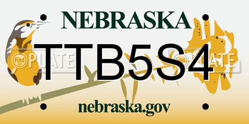 TTB5S4 Nebraska License Plate