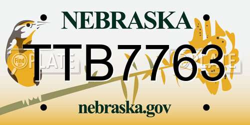TTB7763 Nebraska License Plate