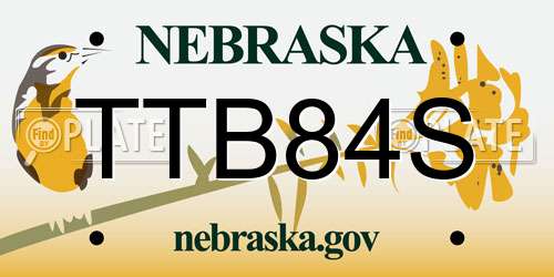 TTB84S Nebraska License Plate