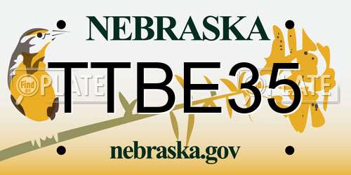 TTBE35 Nebraska License Plate