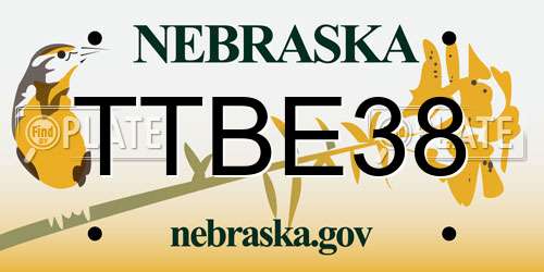 TTBE38 Nebraska License Plate