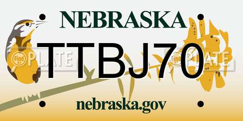 TTBJ70 Nebraska License Plate