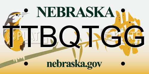 TTBQTGG Nebraska License Plate