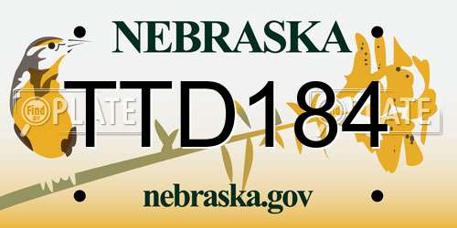 TTD184 Nebraska License Plate