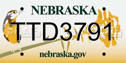 TTD3791 Nebraska License Plate
