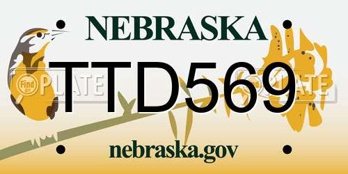 TTD569 Nebraska License Plate