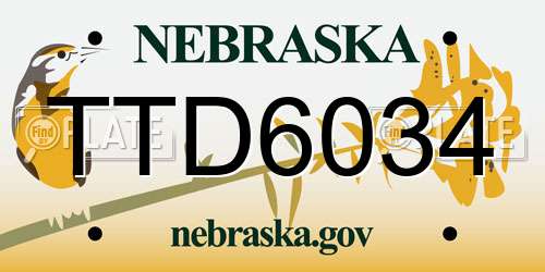 TTD6034 Nebraska License Plate