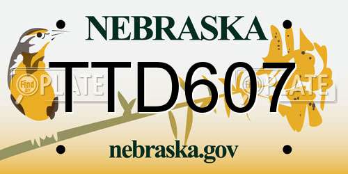 TTD607 Nebraska License Plate