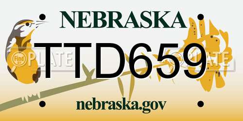 TTD659 Nebraska License Plate