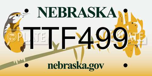 TTF499 Nebraska License Plate
