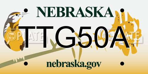 TTG50A Nebraska License Plate