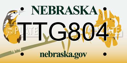 TTG804 Nebraska License Plate