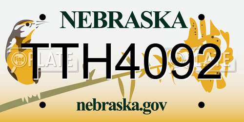 TTH4092 Nebraska License Plate