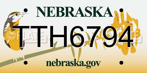 TTH6794 Nebraska License Plate