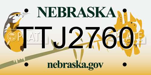 TTJ2760 Nebraska License Plate