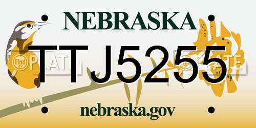 TTJ5255 Nebraska License Plate