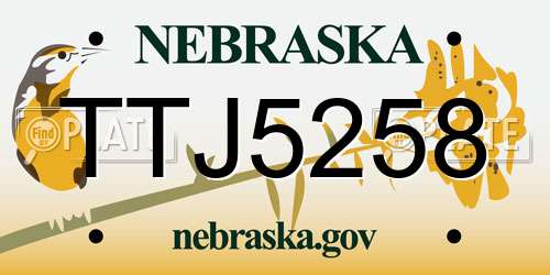 TTJ5258 Nebraska License Plate