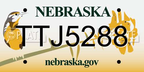 TTJ5288 Nebraska License Plate