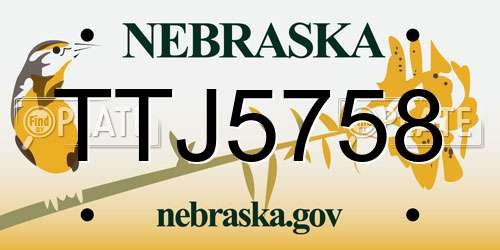 TTJ5758 Nebraska License Plate