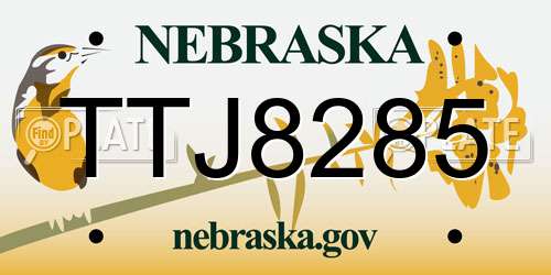 TTJ8285 Nebraska License Plate