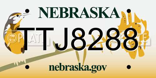 TTJ8288 Nebraska License Plate