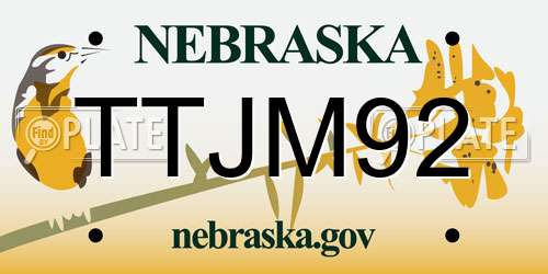 TTJM92 Nebraska License Plate