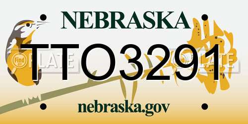 TTO3291 Nebraska License Plate