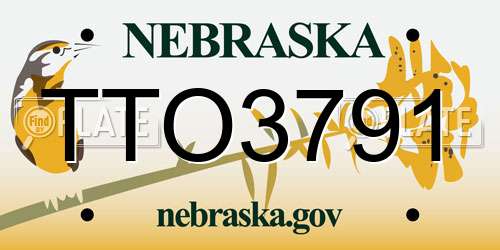 TTO3791 Nebraska License Plate