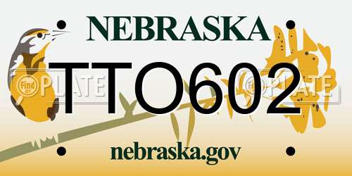 TTO602 Nebraska License Plate