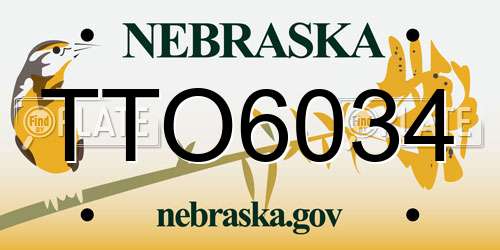 TTO6034 Nebraska License Plate