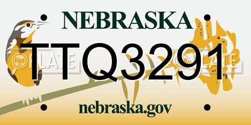 TTQ3291 Nebraska License Plate