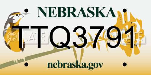 TTQ3791 Nebraska License Plate