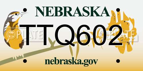TTQ602 Nebraska License Plate