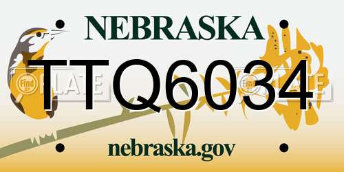 TTQ6034 Nebraska License Plate
