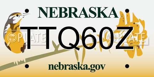 TTQ60Z Nebraska License Plate