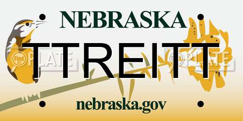 TTREITT Nebraska License Plate