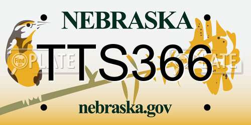 TTS366 Nebraska License Plate