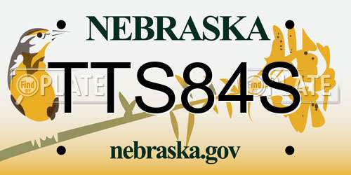 TTS84S Nebraska License Plate
