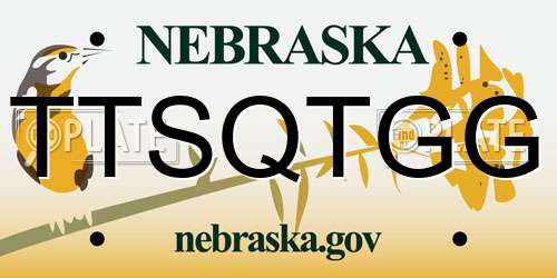 TTSQTGG Nebraska License Plate