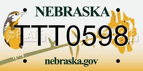 TTT0598 Nebraska License Plate