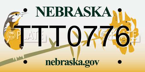 TTT0776 Nebraska License Plate