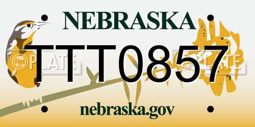 TTT0857 Nebraska License Plate