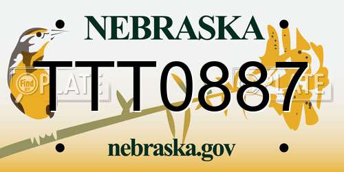TTT0887 Nebraska License Plate