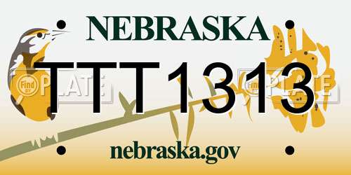 TTT1313 Nebraska License Plate