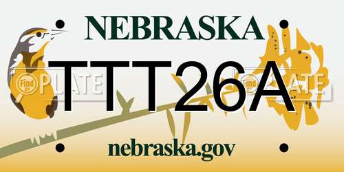 TTT26A Nebraska License Plate