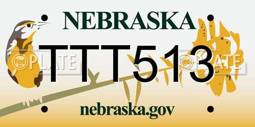 TTT513 Nebraska License Plate
