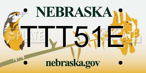 TTT51E Nebraska License Plate