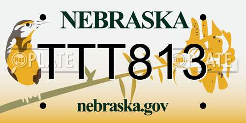 TTT813 Nebraska License Plate