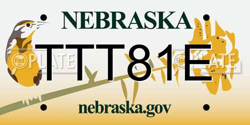 TTT81E Nebraska License Plate